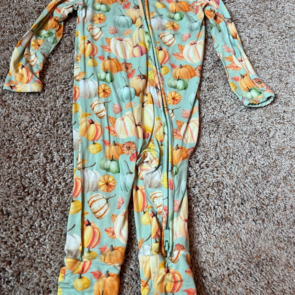 Festive Pumpkin Kids Footie Pajamas